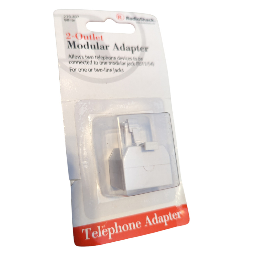 RadioShack White 2 Outlet Modular Adapter Landline Phone 279-0407 NEW